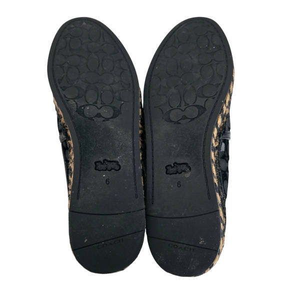 Coach Women 6B Cleo Black Logo Round Leather Cap Toe Mesh Slip-On‎ Espadrilles - Picture 12 of 15